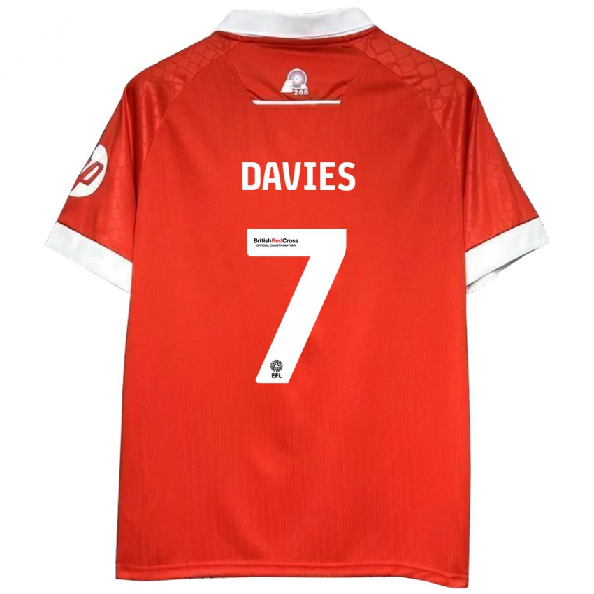 Niño Camiseta Jordan Davies #7 Rojo Blanco 1ª Equipación 2024/25 La Camisa Argentina