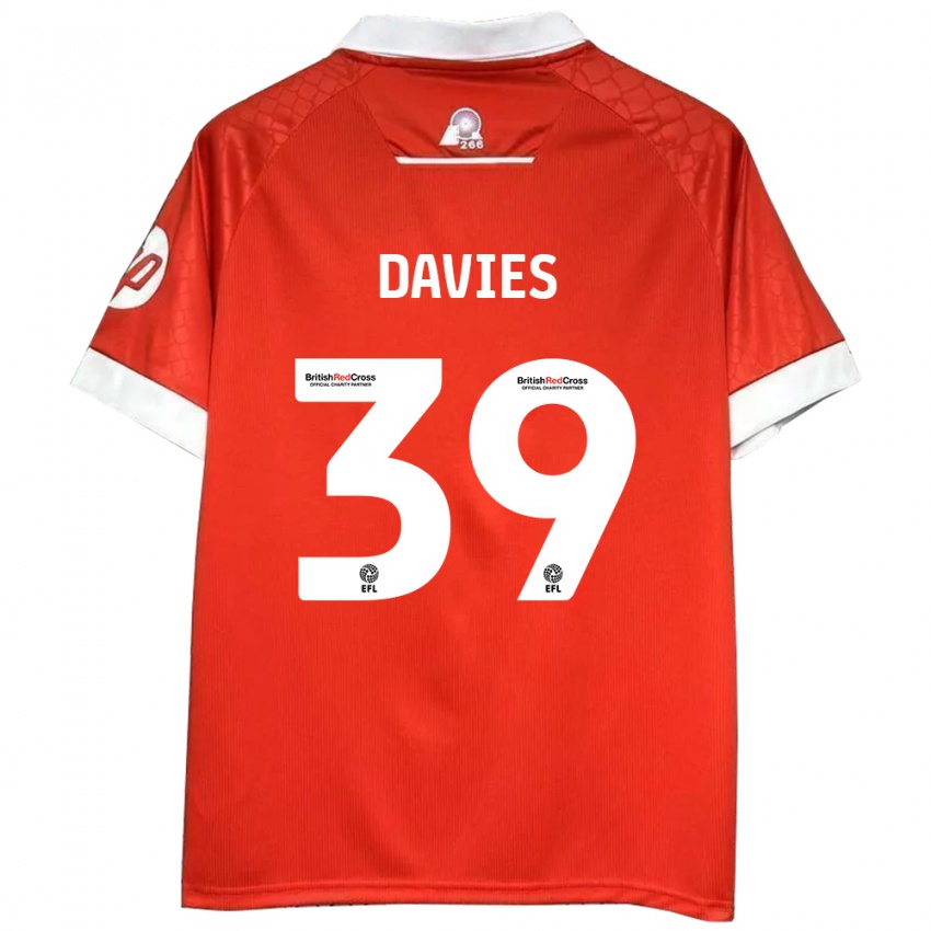 Niño Camiseta Daniel Davies #39 Rojo Blanco 1ª Equipación 2024/25 La Camisa Argentina