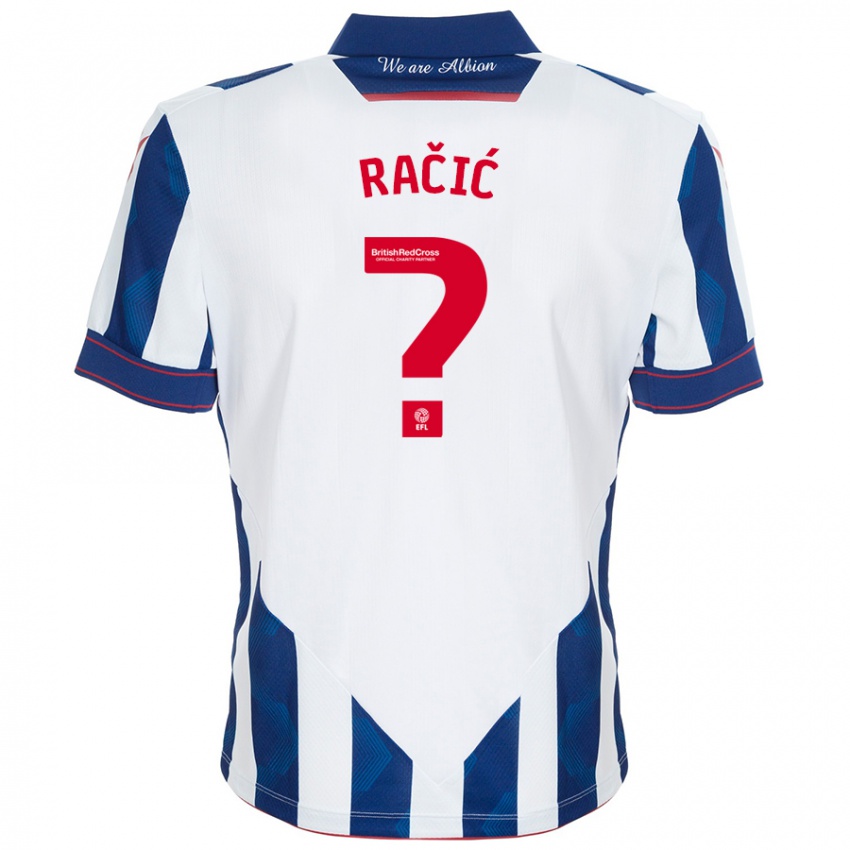 Niño Camiseta Uroš Račić #0 Blanco Azul Oscuro 1ª Equipación 2024/25 La Camisa Argentina