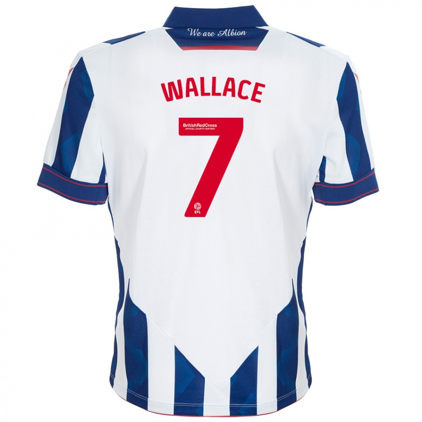 Niño Camiseta Jed Wallace #7 Blanco Azul Oscuro 1ª Equipación 2024/25 La Camisa Argentina