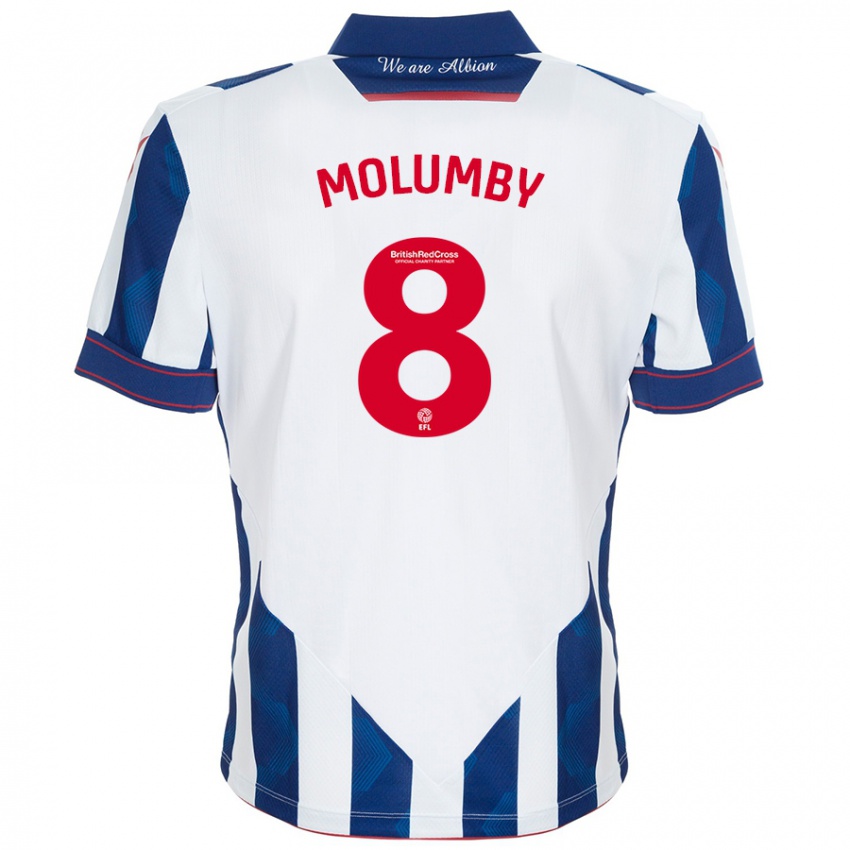 Niño Camiseta Jayson Molumby #8 Blanco Azul Oscuro 1ª Equipación 2024/25 La Camisa Argentina