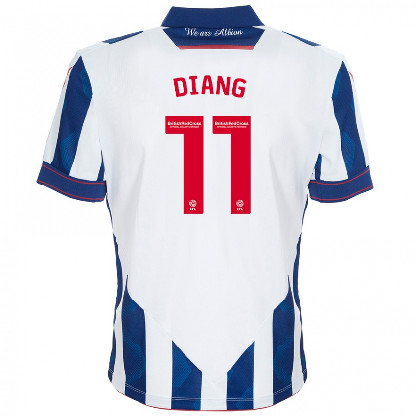 Niño Camiseta Grady Diangana #11 Blanco Azul Oscuro 1ª Equipación 2024/25 La Camisa Argentina