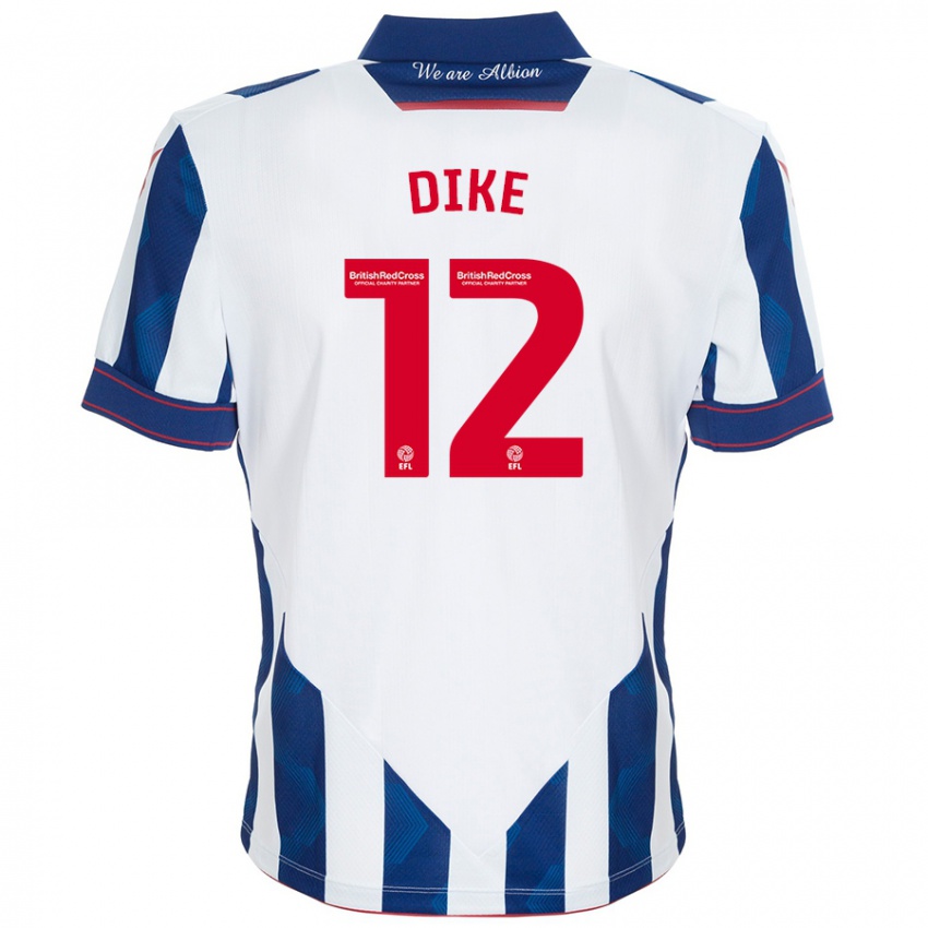 Niño Camiseta Daryl Dike #12 Blanco Azul Oscuro 1ª Equipación 2024/25 La Camisa Argentina