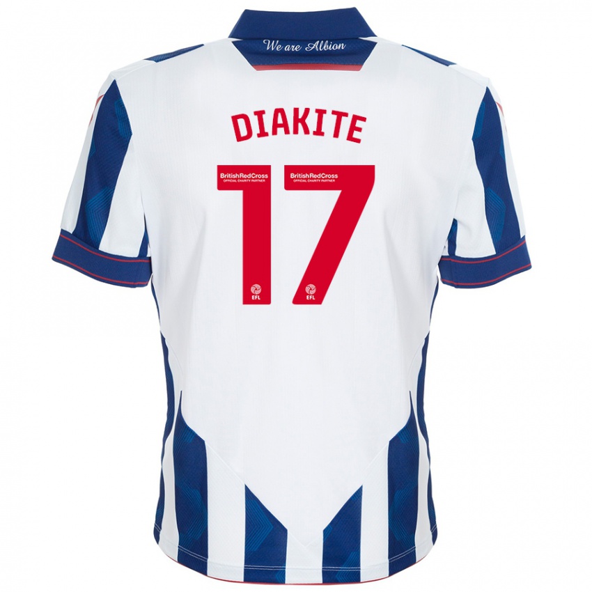 Niño Camiseta Ousmane Diakité #17 Blanco Azul Oscuro 1ª Equipación 2024/25 La Camisa Argentina