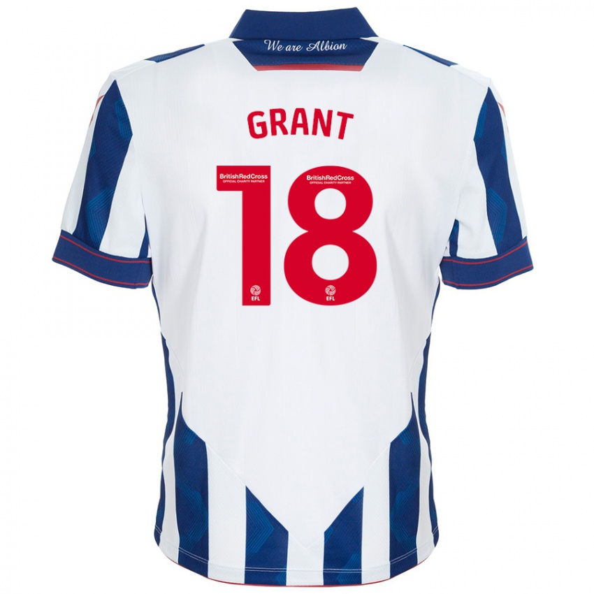 Niño Camiseta Karlan Grant #18 Blanco Azul Oscuro 1ª Equipación 2024/25 La Camisa Argentina