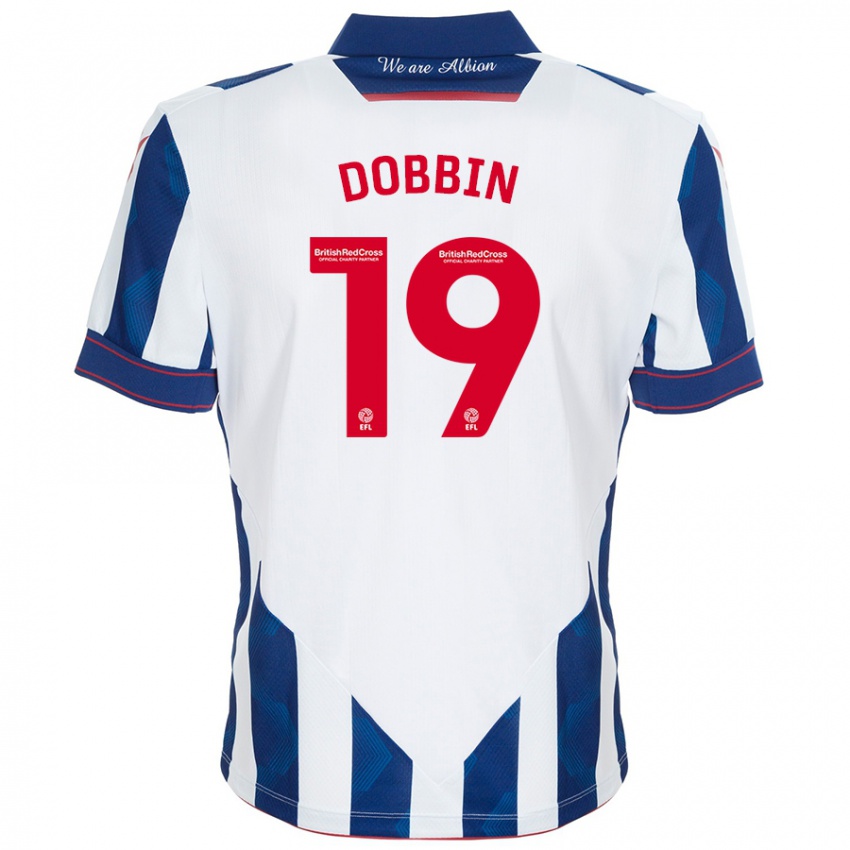 Niño Camiseta Lewis Dobbin #19 Blanco Azul Oscuro 1ª Equipación 2024/25 La Camisa Argentina