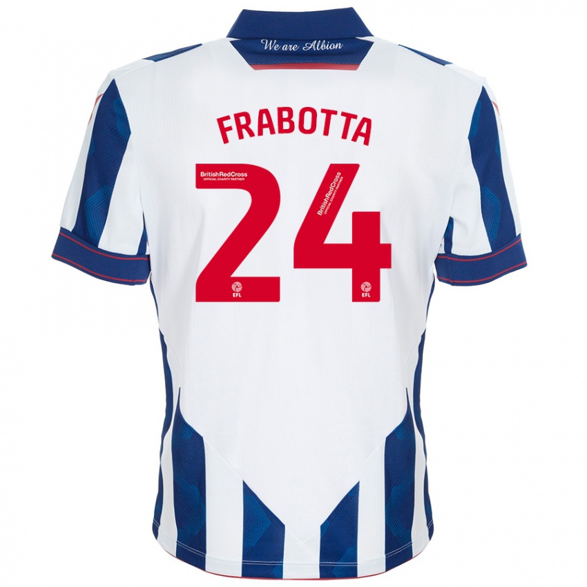 Niño Camiseta Gianluca Frabotta #24 Blanco Azul Oscuro 1ª Equipación 2024/25 La Camisa Argentina