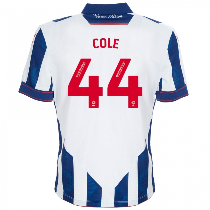 Niño Camiseta Devante Cole #44 Blanco Azul Oscuro 1ª Equipación 2024/25 La Camisa Argentina