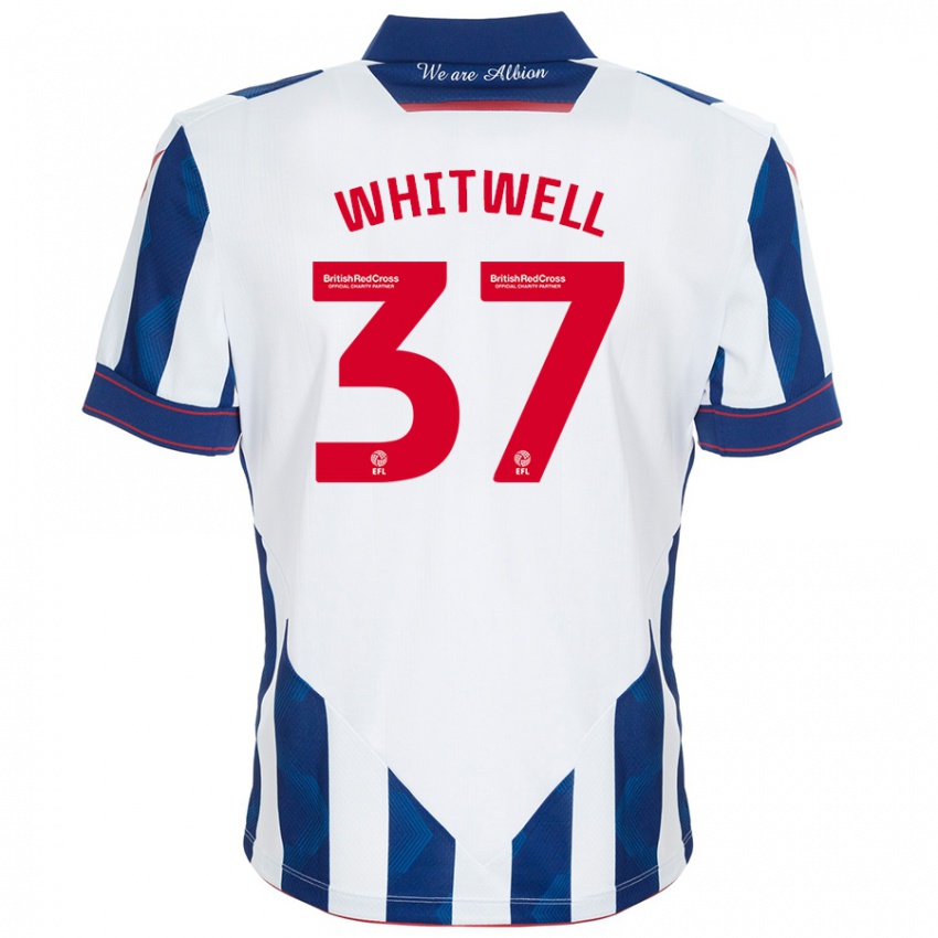 Niño Camiseta Harry Whitwell #37 Blanco Azul Oscuro 1ª Equipación 2024/25 La Camisa Argentina