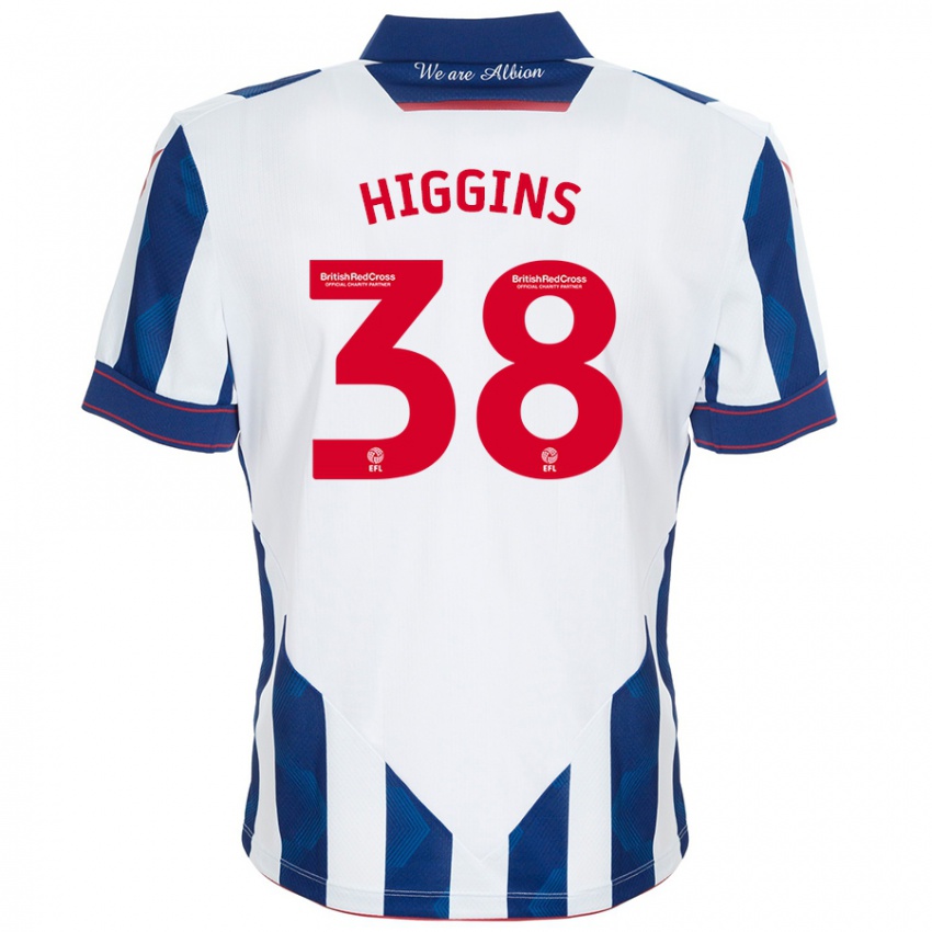 Niño Camiseta Akeel Higgins #38 Blanco Azul Oscuro 1ª Equipación 2024/25 La Camisa Argentina