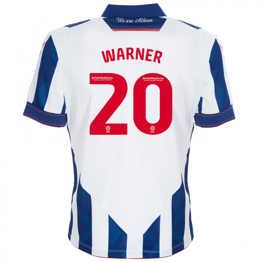 Niño Camiseta Phoebe Warner #20 Blanco Azul Oscuro 1ª Equipación 2024/25 La Camisa Argentina