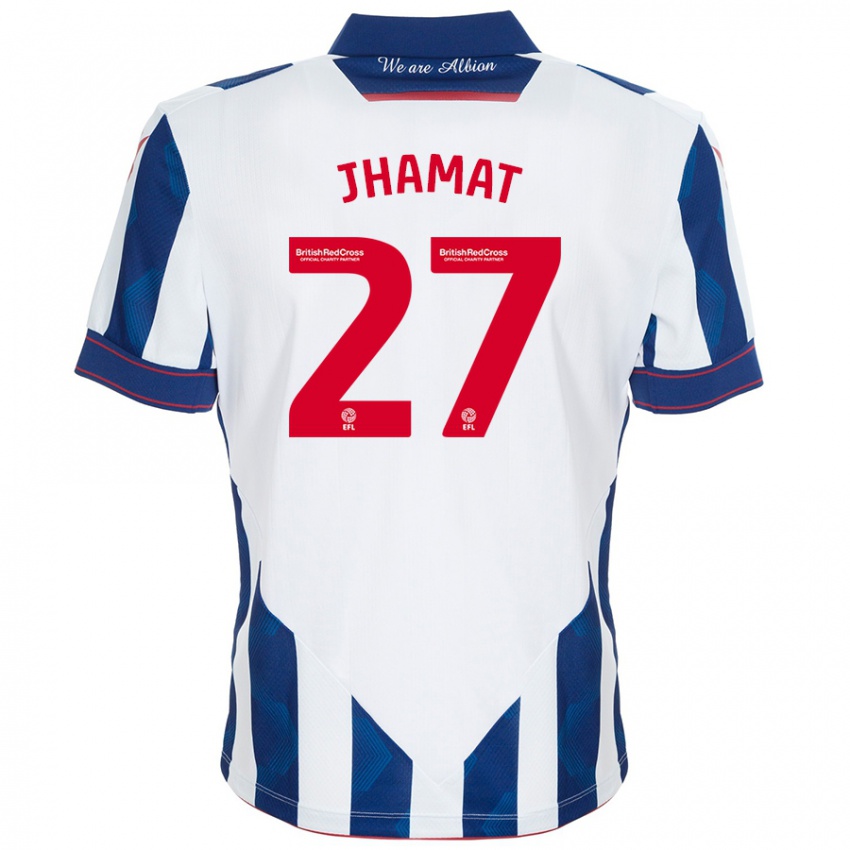 Niño Camiseta Simran Jhamat #27 Blanco Azul Oscuro 1ª Equipación 2024/25 La Camisa Argentina