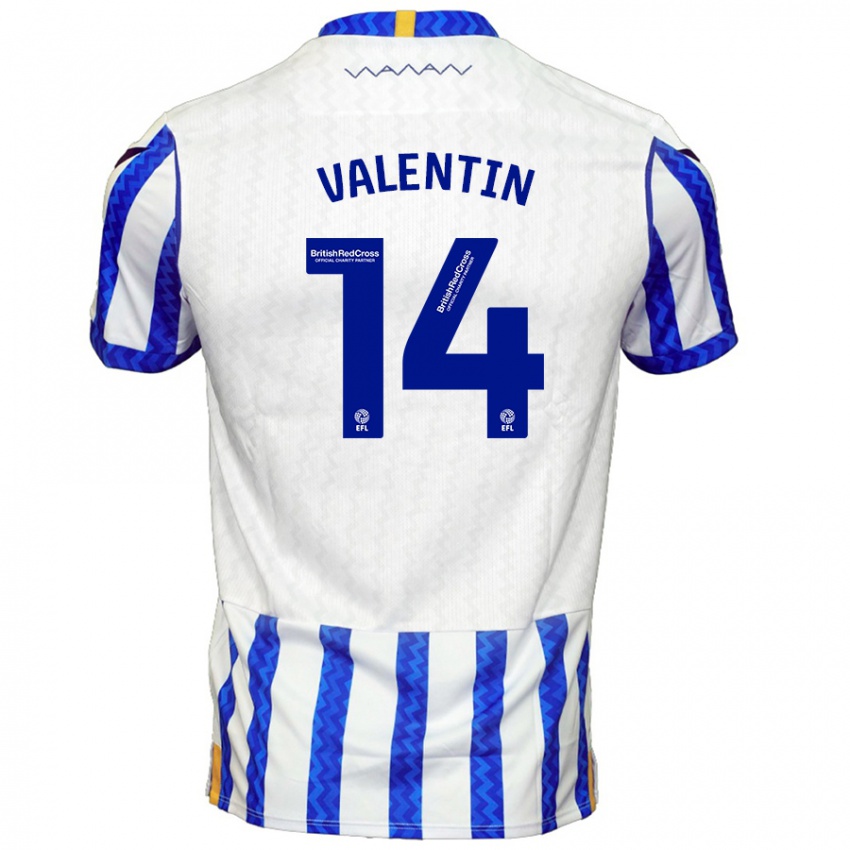 Niño Camiseta Pol Valentín #14 Azul Blanco 1ª Equipación 2024/25 La Camisa Argentina