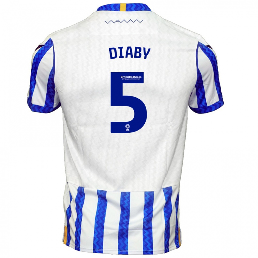 Niño Camiseta Bambo Diaby #5 Azul Blanco 1ª Equipación 2024/25 La Camisa Argentina