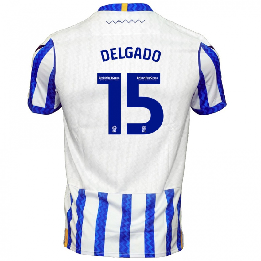 Niño Camiseta Juan Delgado #15 Azul Blanco 1ª Equipación 2024/25 La Camisa Argentina