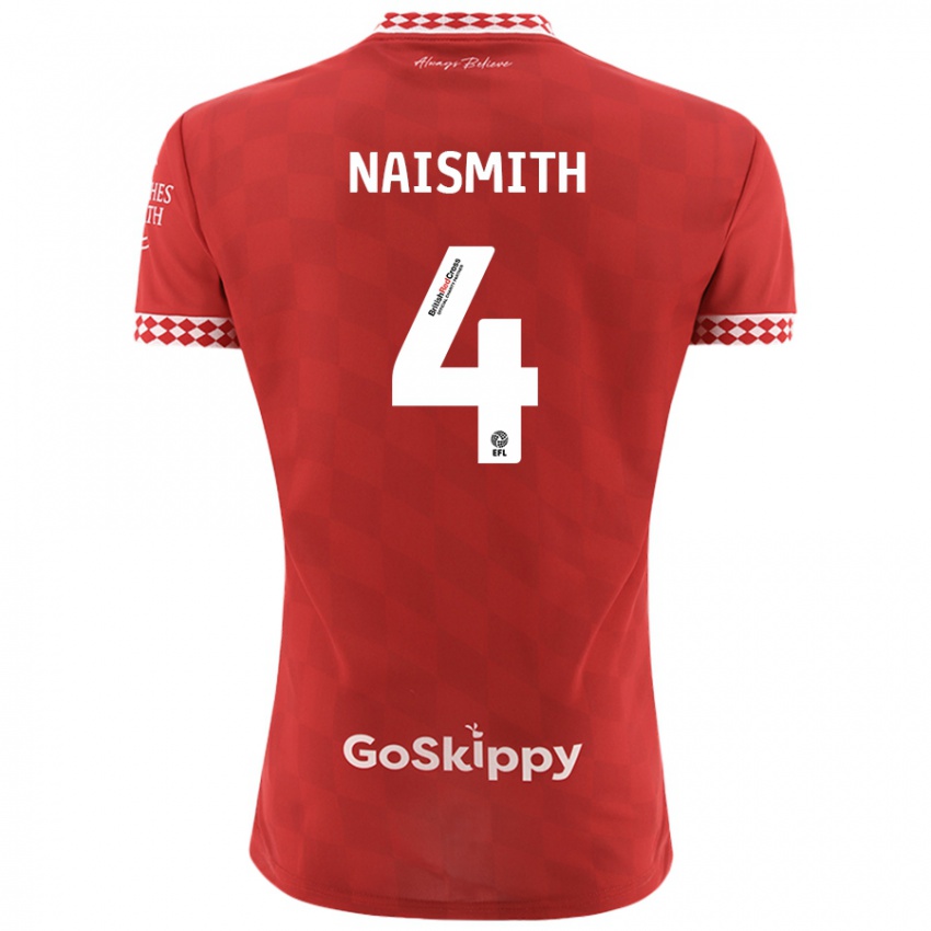 Niño Camiseta Kal Naismith #4 Rojo 1ª Equipación 2024/25 La Camisa Argentina