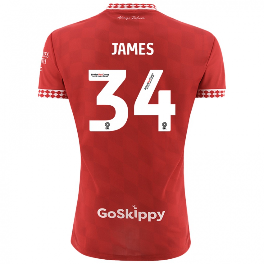 Niño Camiseta Joseph James #34 Rojo 1ª Equipación 2024/25 La Camisa Argentina