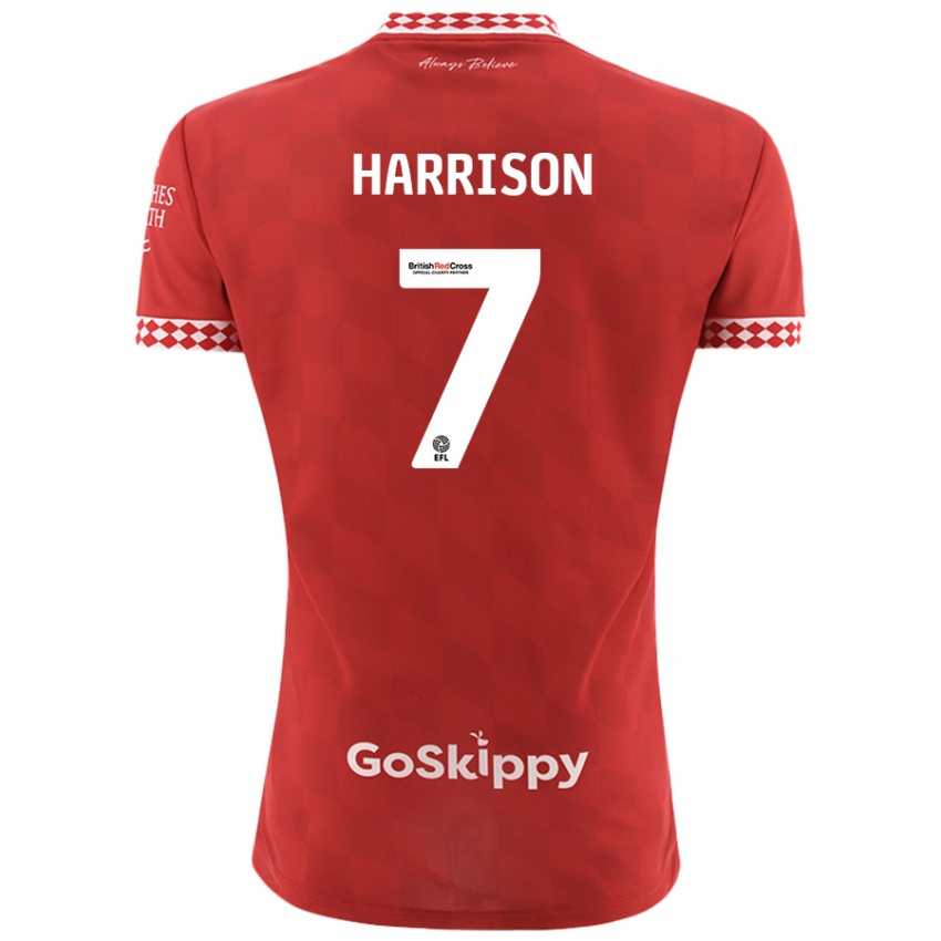 Niño Camiseta Abi Harrison #7 Rojo 1ª Equipación 2024/25 La Camisa Argentina