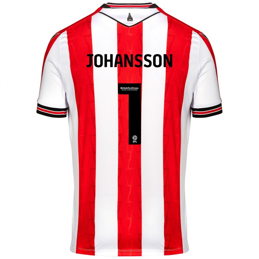 Niño Camiseta Viktor Johansson #1 Rojo Blanco 1ª Equipación 2024/25 La Camisa Argentina