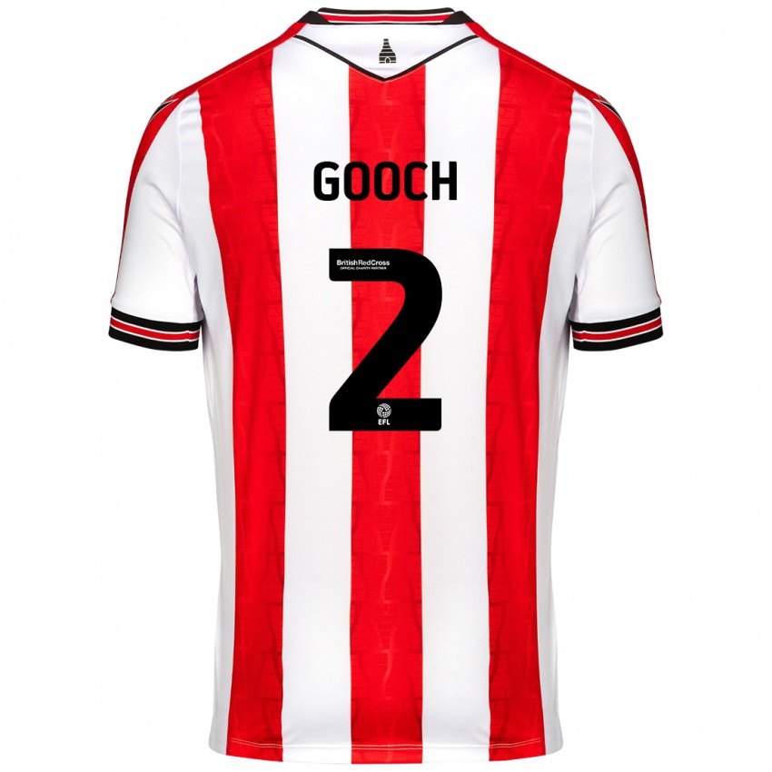 Niño Camiseta Lynden Gooch #2 Rojo Blanco 1ª Equipación 2024/25 La Camisa Argentina