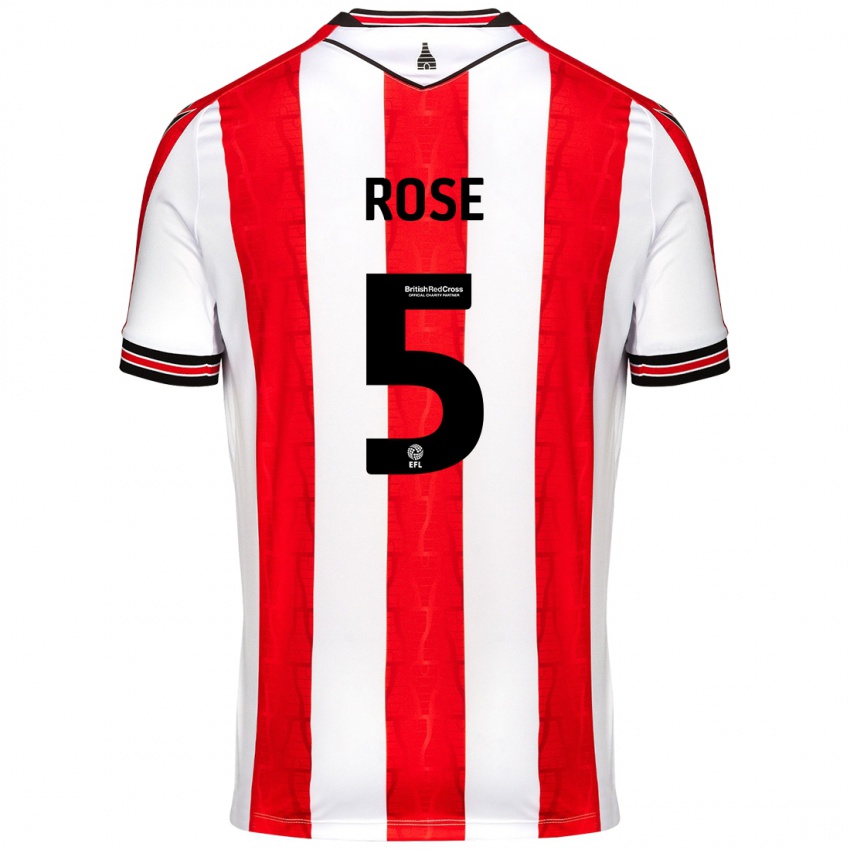 Niño Camiseta Michael Rose #5 Rojo Blanco 1ª Equipación 2024/25 La Camisa Argentina