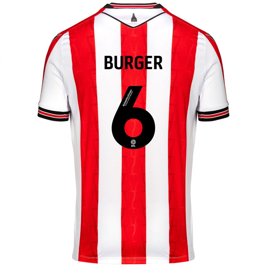 Niño Camiseta Wouter Burger #6 Rojo Blanco 1ª Equipación 2024/25 La Camisa Argentina