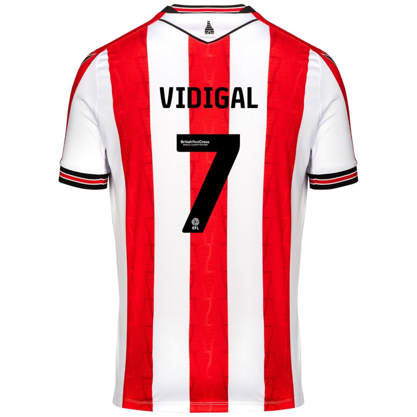 Niño Camiseta André Vidigal #7 Rojo Blanco 1ª Equipación 2024/25 La Camisa Argentina