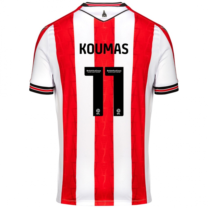 Niño Camiseta Lewis Koumas #11 Rojo Blanco 1ª Equipación 2024/25 La Camisa Argentina