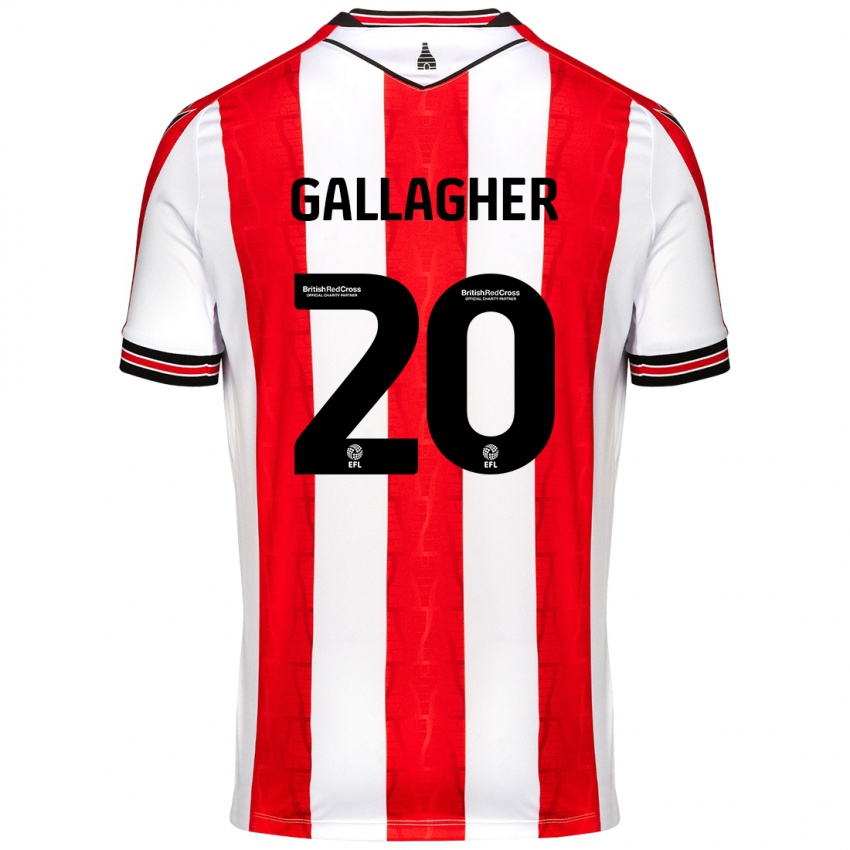 Niño Camiseta Sam Gallagher #20 Rojo Blanco 1ª Equipación 2024/25 La Camisa Argentina