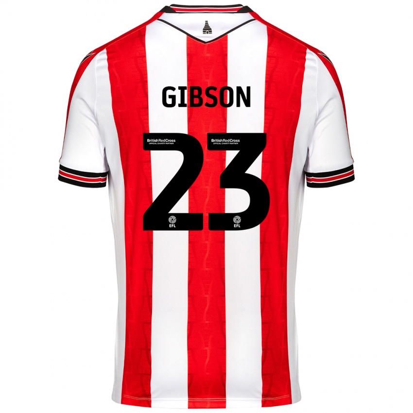 Niño Camiseta Ben Gibson #23 Rojo Blanco 1ª Equipación 2024/25 La Camisa Argentina