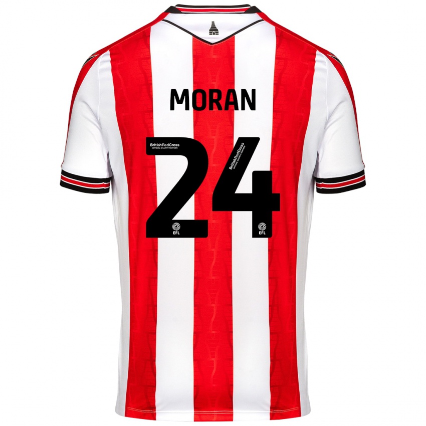 Niño Camiseta Andrew Moran #24 Rojo Blanco 1ª Equipación 2024/25 La Camisa Argentina