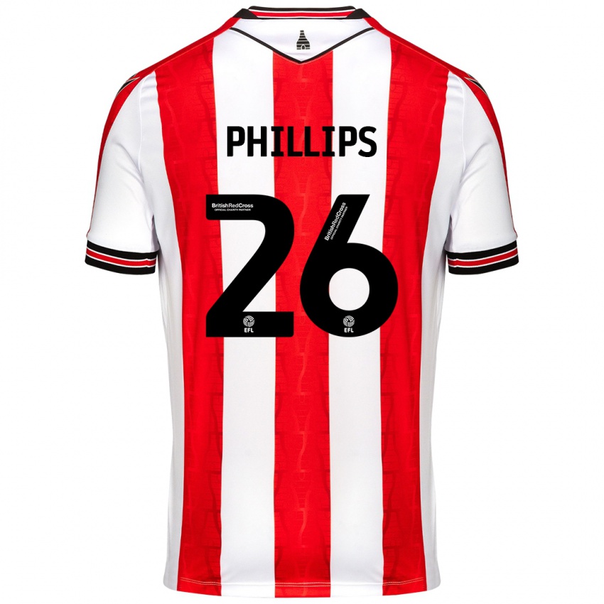 Niño Camiseta Ashley Phillips #26 Rojo Blanco 1ª Equipación 2024/25 La Camisa Argentina