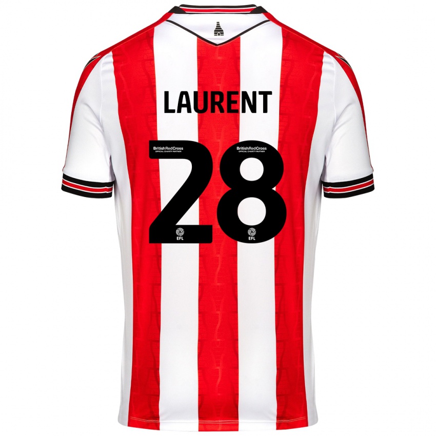 Niño Camiseta Josh Laurent #28 Rojo Blanco 1ª Equipación 2024/25 La Camisa Argentina