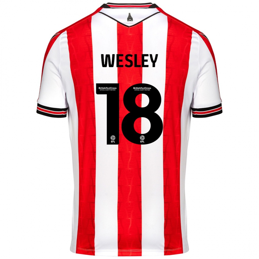 Niño Camiseta Wesley Moraes #18 Rojo Blanco 1ª Equipación 2024/25 La Camisa Argentina