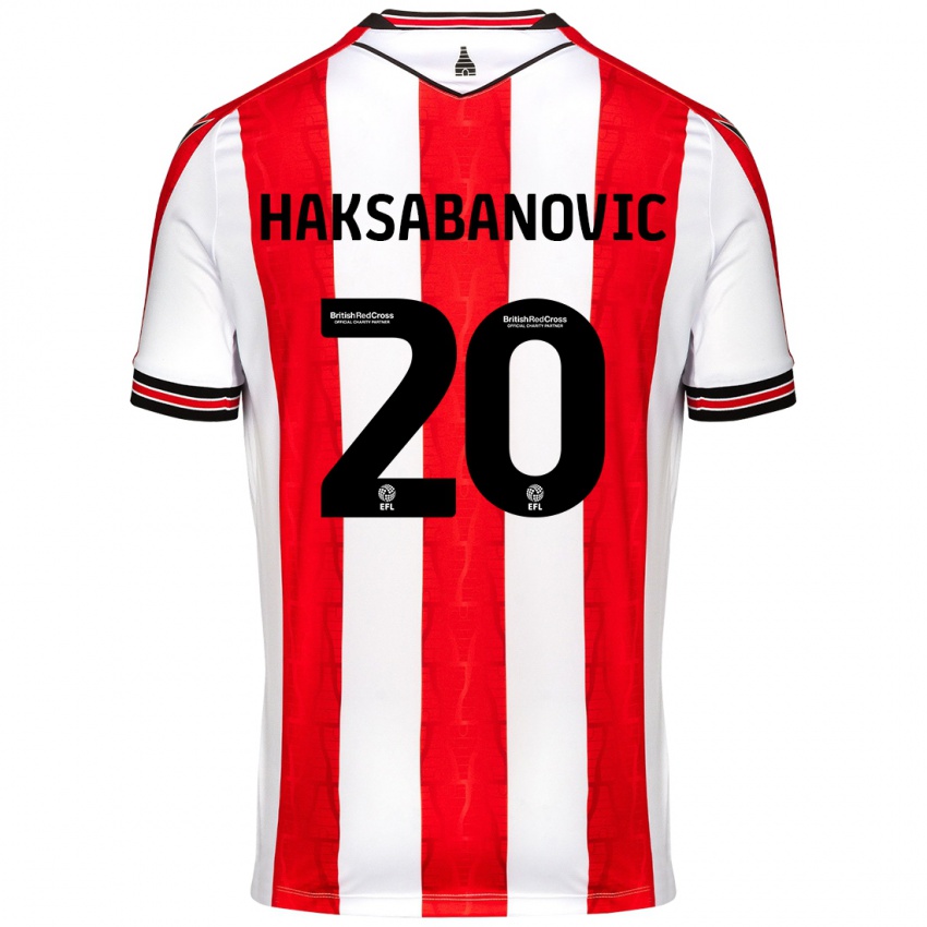 Niño Camiseta Sead Hakšabanović #20 Rojo Blanco 1ª Equipación 2024/25 La Camisa Argentina