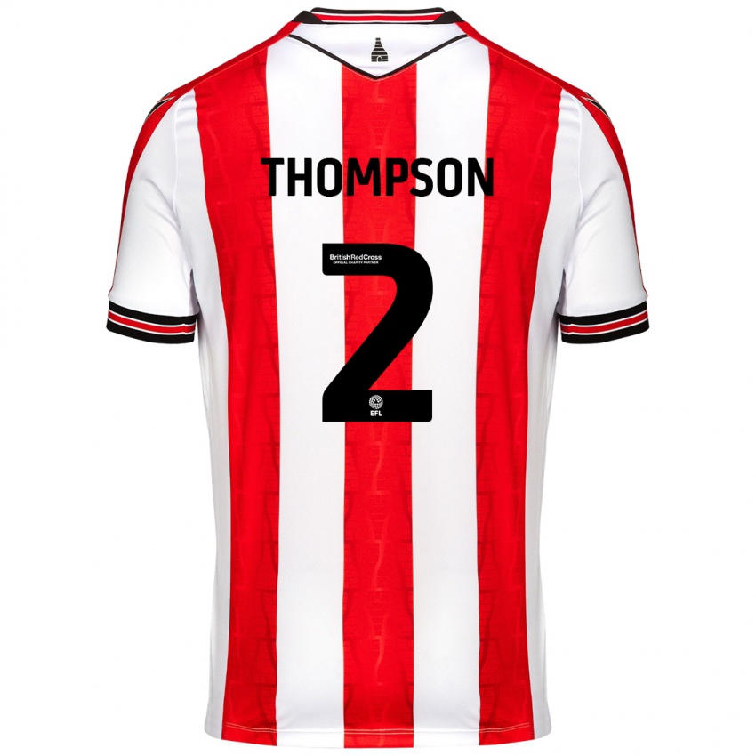 Niño Camiseta Sophie Thompson #2 Rojo Blanco 1ª Equipación 2024/25 La Camisa Argentina