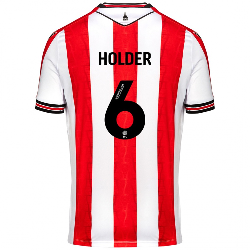 Niño Camiseta Molly Holder #6 Rojo Blanco 1ª Equipación 2024/25 La Camisa Argentina