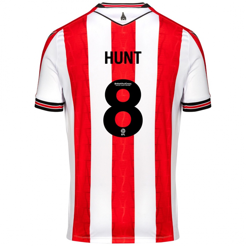 Niño Camiseta Abby Hunt #8 Rojo Blanco 1ª Equipación 2024/25 La Camisa Argentina