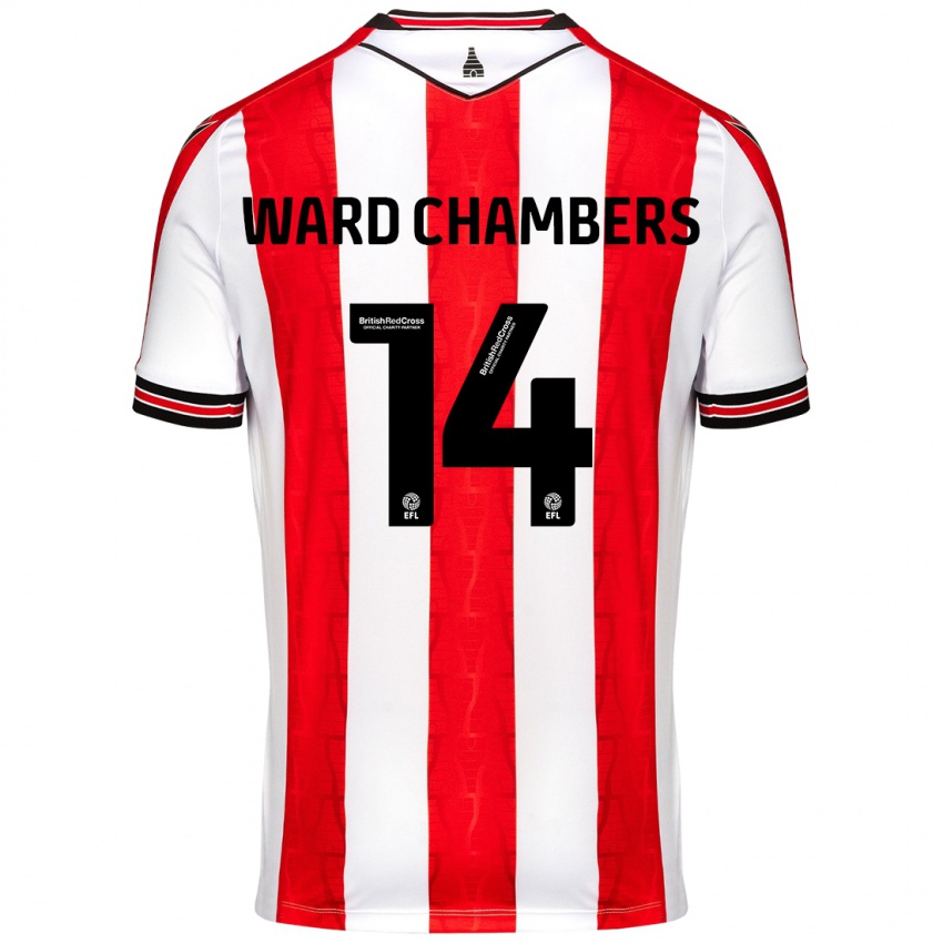 Niño Camiseta Courtnay Ward-Chambers #14 Rojo Blanco 1ª Equipación 2024/25 La Camisa Argentina