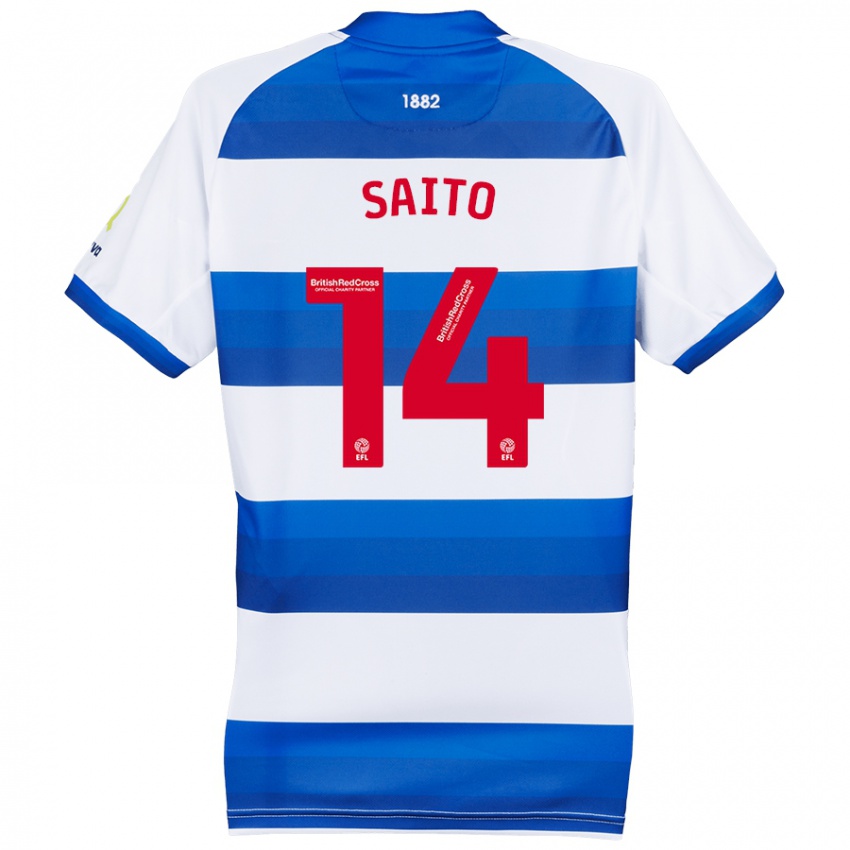 Niño Camiseta Koki Saito #14 Blanco Azul 1ª Equipación 2024/25 La Camisa Argentina