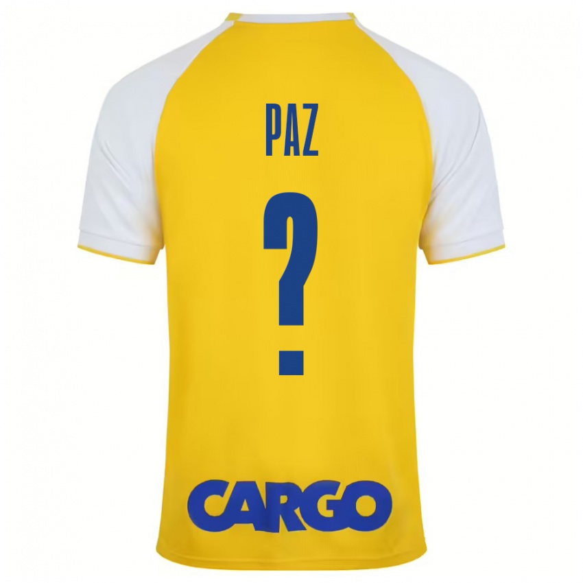 Niño Camiseta Jonathan Paz #0 Amarillo Blanco 1ª Equipación 2024/25 La Camisa Argentina