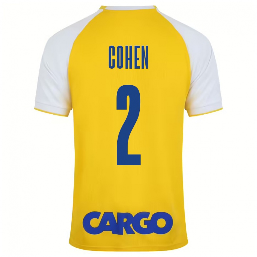 Niño Camiseta Avishay Cohen #2 Amarillo Blanco 1ª Equipación 2024/25 La Camisa Argentina