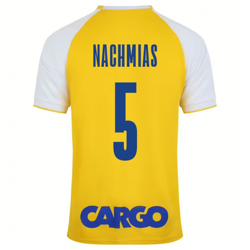 Niño Camiseta Idan Nachmias #5 Amarillo Blanco 1ª Equipación 2024/25 La Camisa Argentina