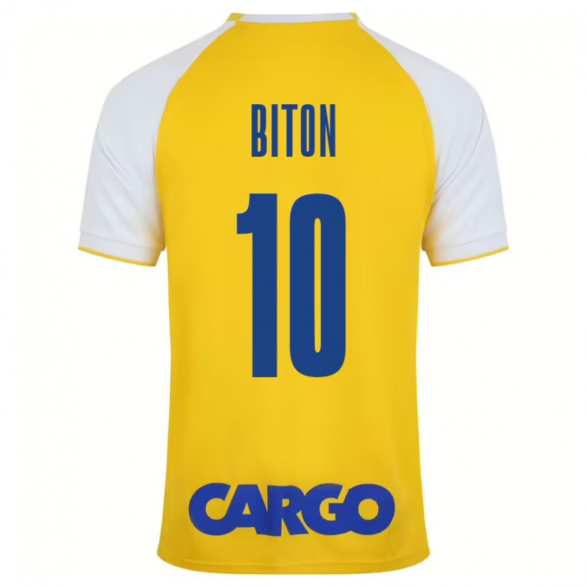 Niño Camiseta Dan Biton #10 Amarillo Blanco 1ª Equipación 2024/25 La Camisa Argentina