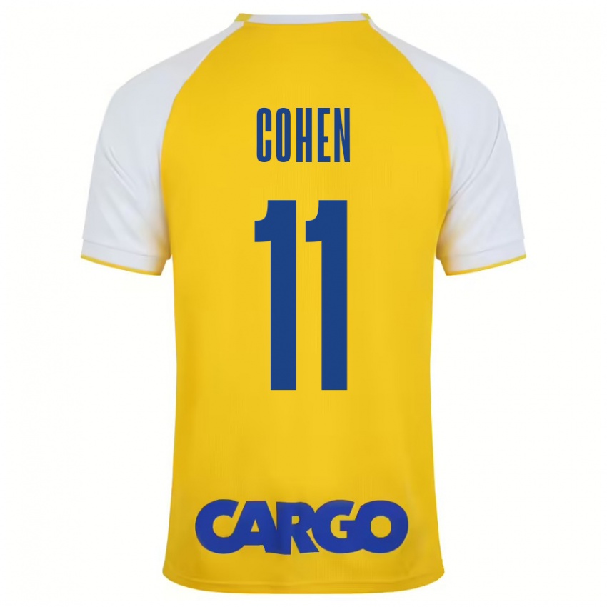 Niño Camiseta Yonatan Cohen #11 Amarillo Blanco 1ª Equipación 2024/25 La Camisa Argentina