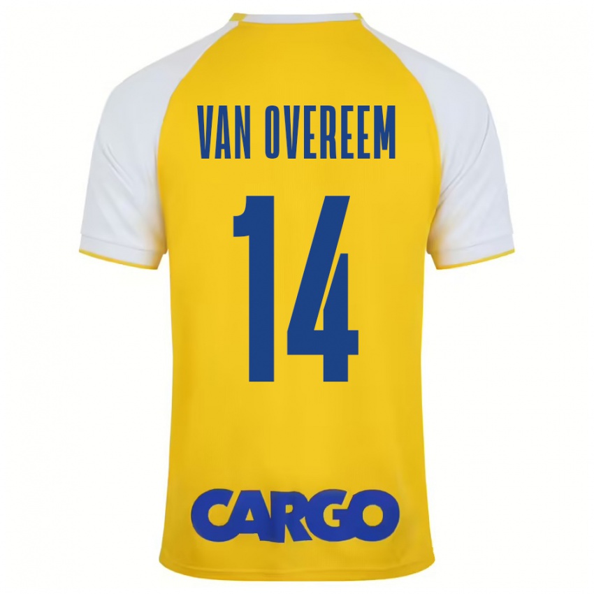 Niño Camiseta Joris Van Overeem #14 Amarillo Blanco 1ª Equipación 2024/25 La Camisa Argentina