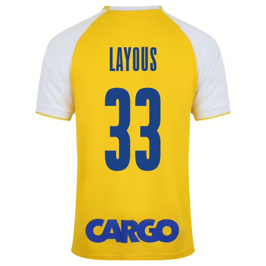 Niño Camiseta Hisham Layous #33 Amarillo Blanco 1ª Equipación 2024/25 La Camisa Argentina