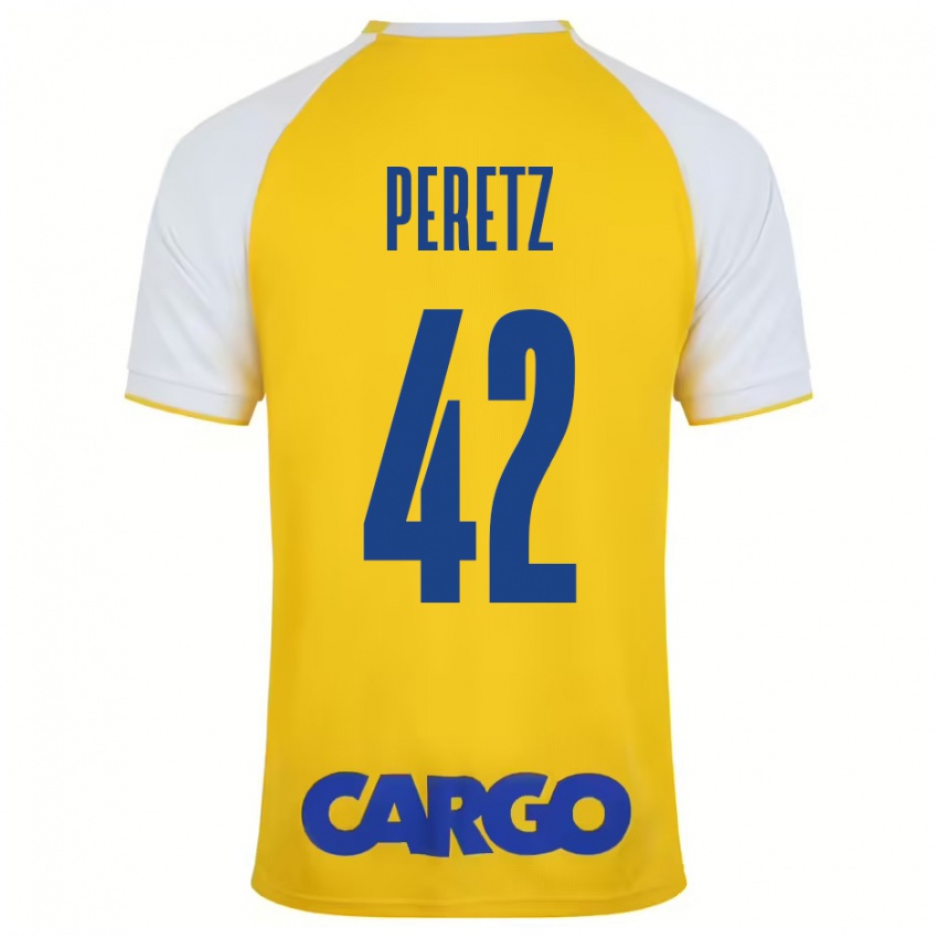 Niño Camiseta Dor Peretz #42 Amarillo Blanco 1ª Equipación 2024/25 La Camisa Argentina