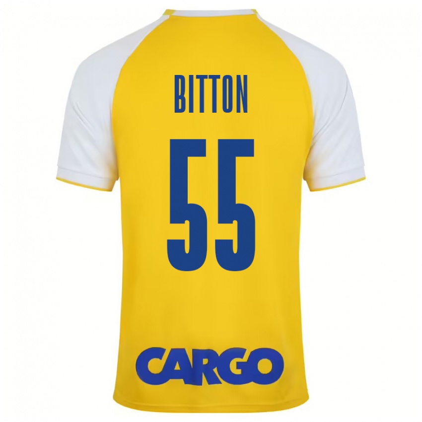 Niño Camiseta Nir Bitton #55 Amarillo Blanco 1ª Equipación 2024/25 La Camisa Argentina