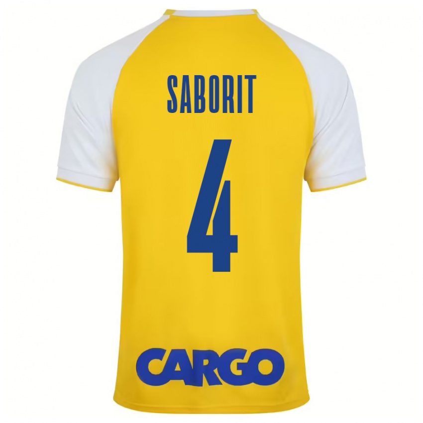 Niño Camiseta Enric Saborit #4 Amarillo Blanco 1ª Equipación 2024/25 La Camisa Argentina